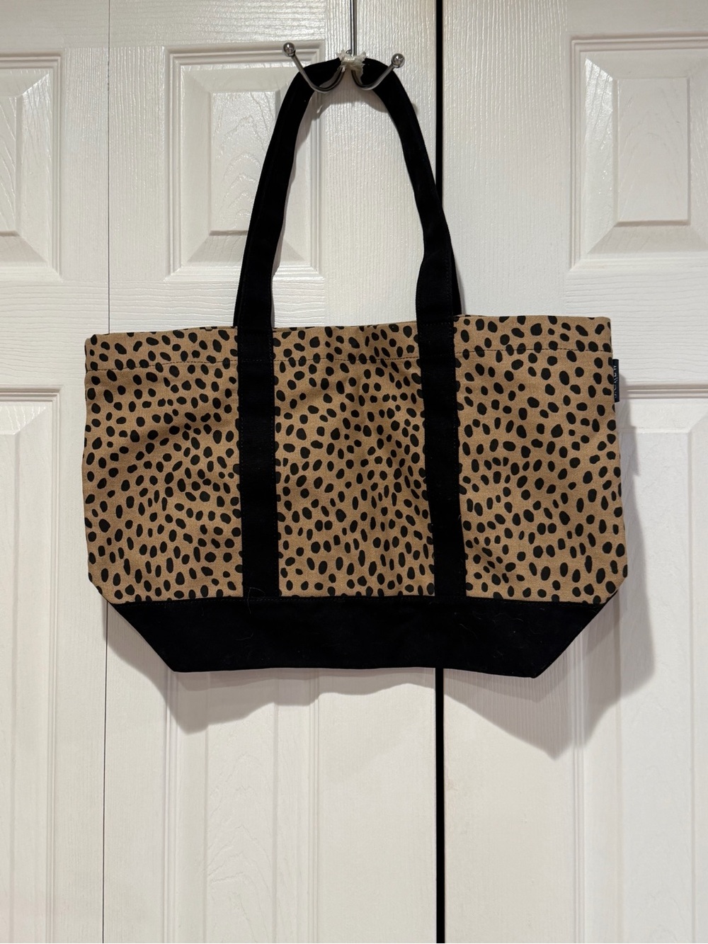 J. Crew Tan and Black Cheetah-Print Canvas Tote